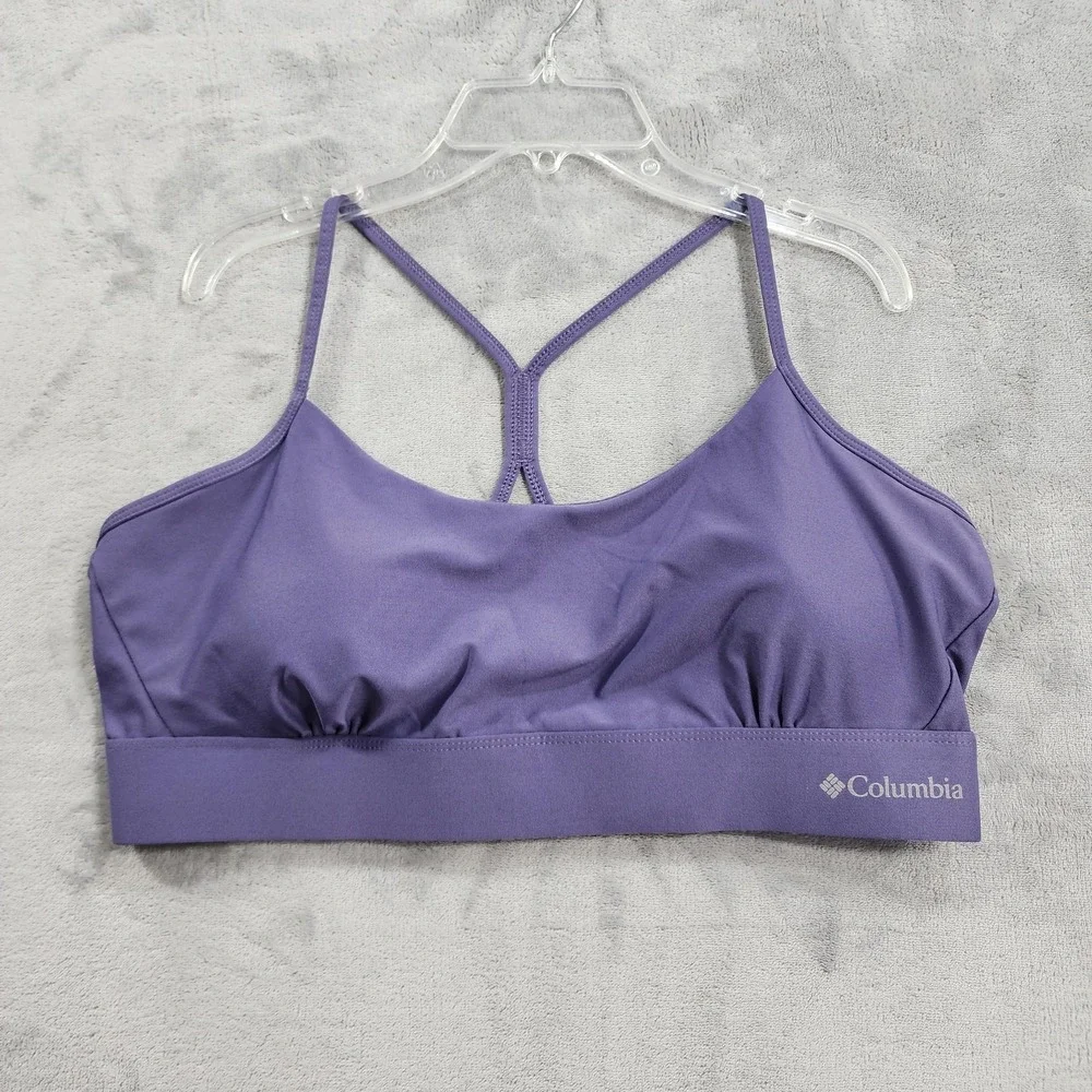 Columbia Sports Bra Womens XL Purple Low Impact Racerback Omni Tech Yoga Gym